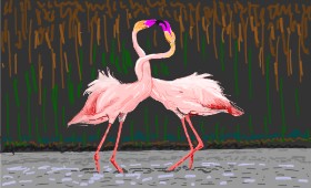 Drawing of Flamingo by Coyote